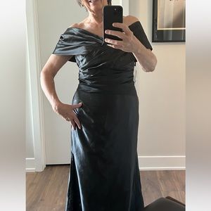 Sheath off shoulder Black floor length party formal dress